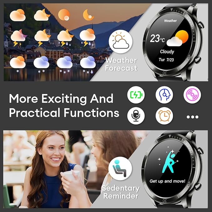 Smart Watch for Men Women (Answer/Make Calls), 1.46" IPS HD Screen, Fitness Tracker, 100+ Sport Modes, Blood Oxygen/Sleep/Heart Rate Monitor, IP67 Waterproof, Smartwatch for Android iOS, Black