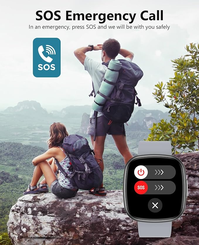 Smart Watches for Men Women with Bluetooth Call 1.72" HD Touch Screen Fitness Watch with Heart Rate/Sleep Monitor,100+ Sports Modes Fitness Tracker Smartwatch with IP68 Waterproof for Android iOS,Grey