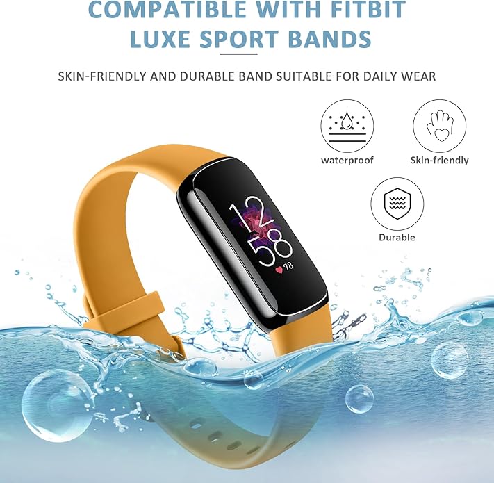 AK Sport Band Compatible with Fitbit Luxe Bands for Women Men, Soft Silicone Replacement Sport Straps Wristbands for Fitbit Luxe Fitness and Wellness Tracker