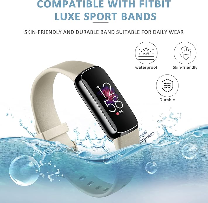 AK Sport Band Compatible with Fitbit Luxe Bands for Women Men, Soft Silicone Replacement Sport Straps Wristbands for Fitbit Luxe Fitness and Wellness Tracker