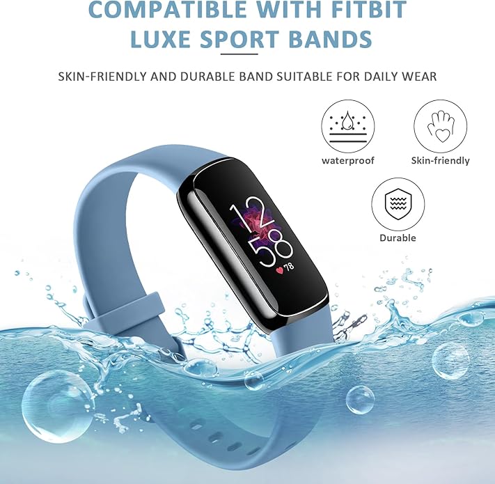 AK Sport Band Compatible with Fitbit Luxe Bands for Women Men, Soft Silicone Replacement Sport Straps Wristbands for Fitbit Luxe Fitness and Wellness Tracker