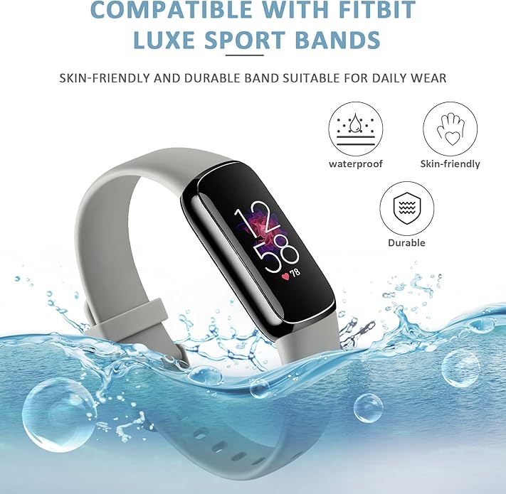 AK Sport Band Compatible with Fitbit Luxe Bands for Women Men, Soft Silicone Replacement Sport Straps Wristbands for Fitbit Luxe Fitness and Wellness Tracker