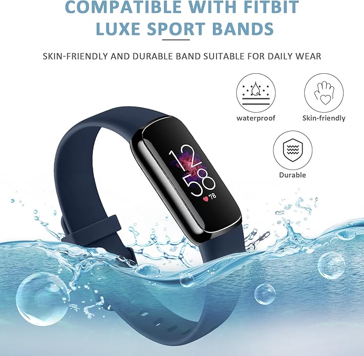 AK Sport Band Compatible with Fitbit Luxe Bands for Women Men, Soft Silicone Replacement Sport Straps Wristbands for Fitbit Luxe Fitness and Wellness Tracker
