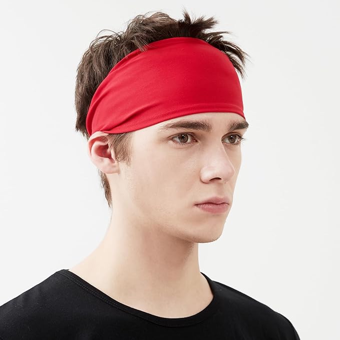 Running Headbands for Men(4 or 6 Pack, Mens Stretchy Headband for Football,Cycling,Basketball,Yoga,Fitness Workout Unisex Quick-Dry Sweatband