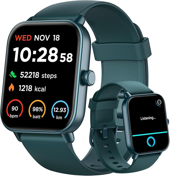 Smart Watch for Women Android iPhone, Alexa Built-in, 1.8" Smartwatch with Heart Rate/SpO2/Sleep Monitor, IP68 Waterproof Activity Fitness Tracker with Bluetooth Call, 100+ Sport Mode, DarkGreen