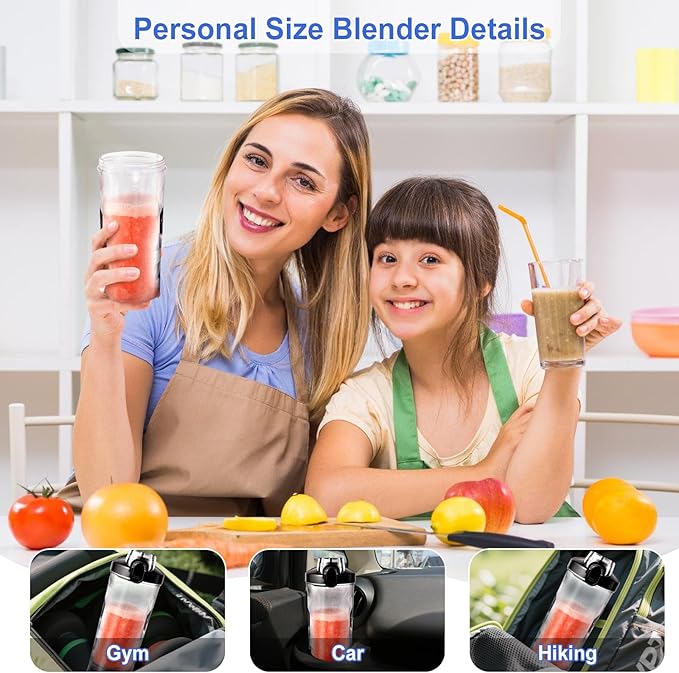 Small Personal Portable Blender for Smoothies and Protein Shakes, Smoothie Blender for Kitchen with 600ml Mixer Bottle Shaker for Home Gym, Kitchen Gadgets Juicer Machines for Fruit and Vegetable