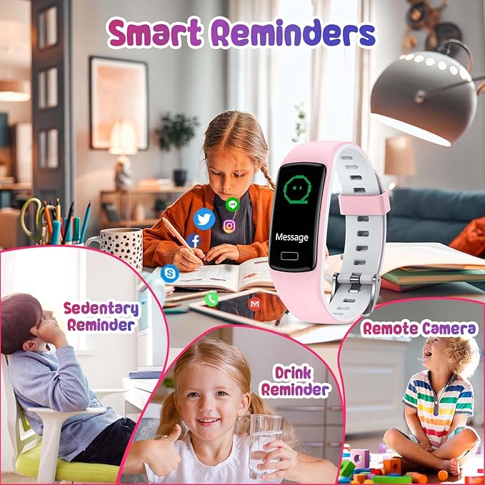 Smart Fitness Tracker Watch for Kids - Boys Girls Waterproof Smartwatch with Pedometer Heart Rate Sleep Tracking Alarm Clock Activity Tracker Calorie Step Counter Watch for Girls Boys Teens