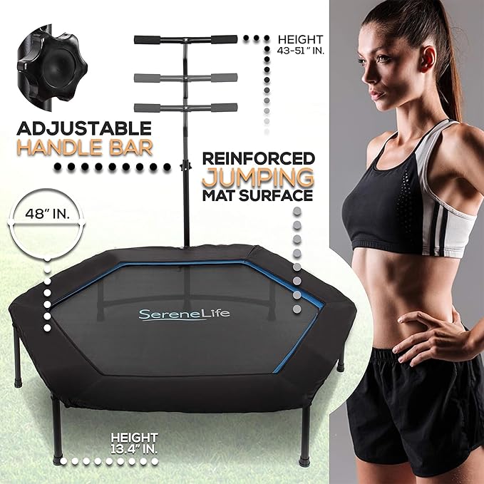 SereneLife 40"/48" Foldable Mini Trampoline - Compact Fitness 264 lbs