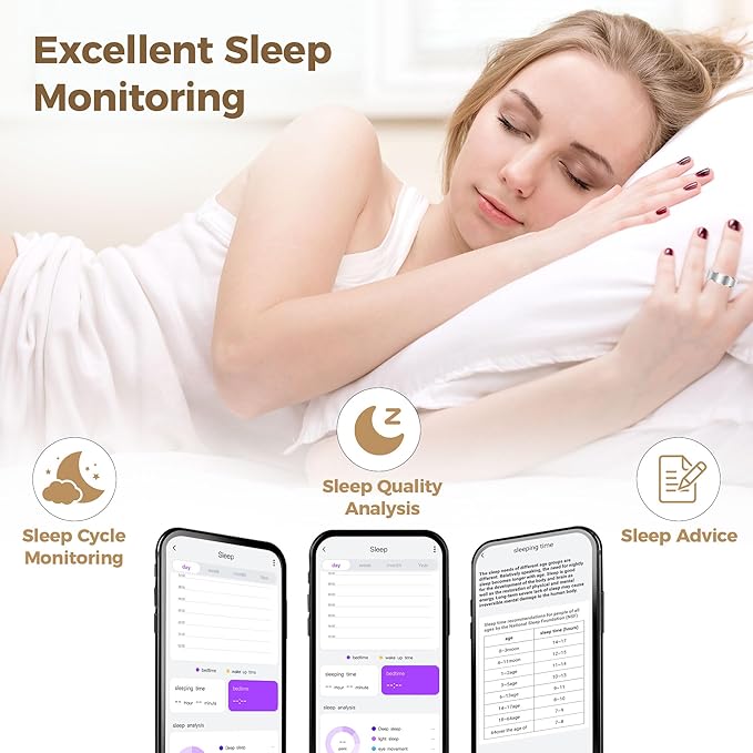 Smart Ring for Men & Women, Wellness & Fitness Tracker with Sleep/Step/Heart Rate/Blood Oxygen/Calorie Counter, IP68 Waterproof Wearable Ring for iOS Android Silver #6