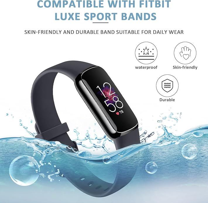 AK Sport Band Compatible with Fitbit Luxe Bands for Women Men, Soft Silicone Replacement Sport Straps Wristbands for Fitbit Luxe Fitness and Wellness Tracker