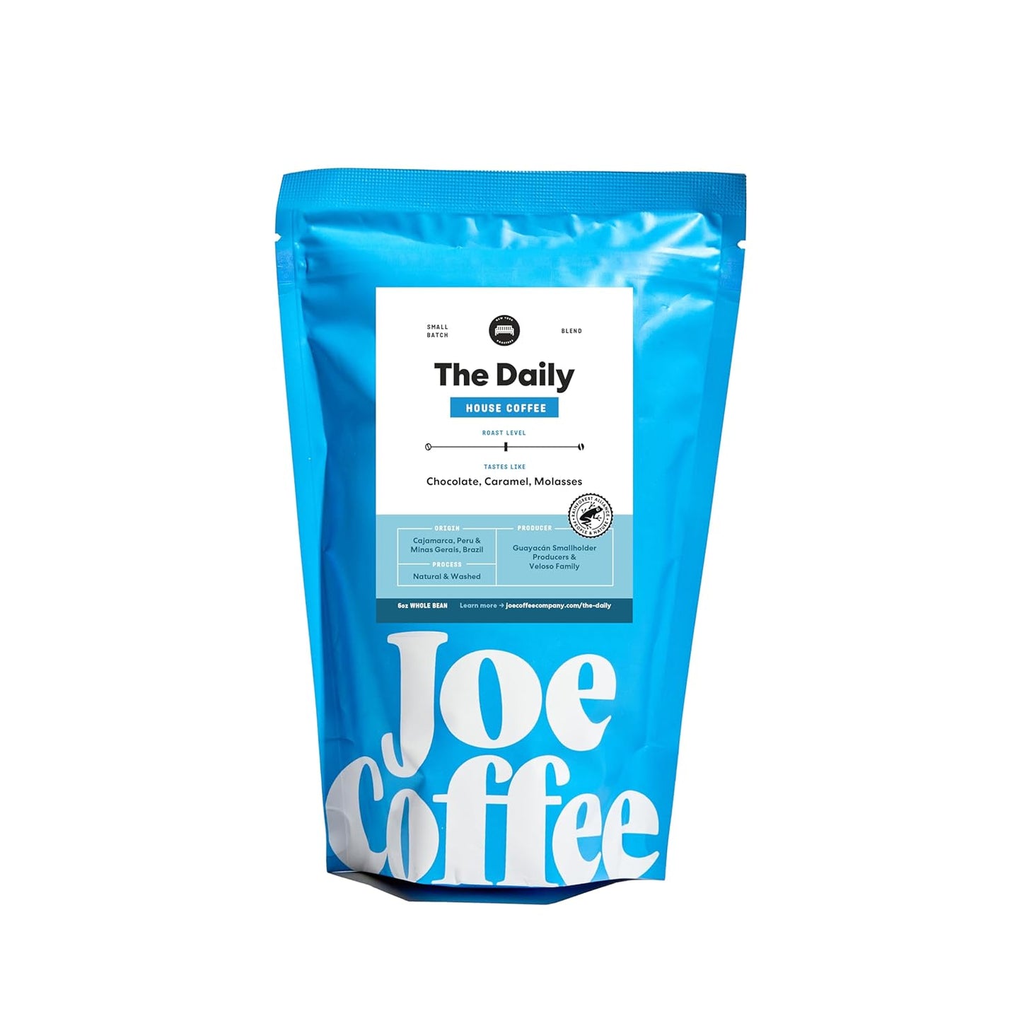 Joe Coffee Company - The Daily Whole Bean Specialty Coffee, 6 oz Bag | NYC Roaster, Rainforest Alliance Certified, Kosher, Climate-Friendly