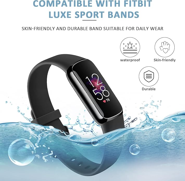 AK Sport Band Compatible with Fitbit Luxe Bands for Women Men, Soft Silicone Replacement Sport Straps Wristbands for Fitbit Luxe Fitness and Wellness Tracker