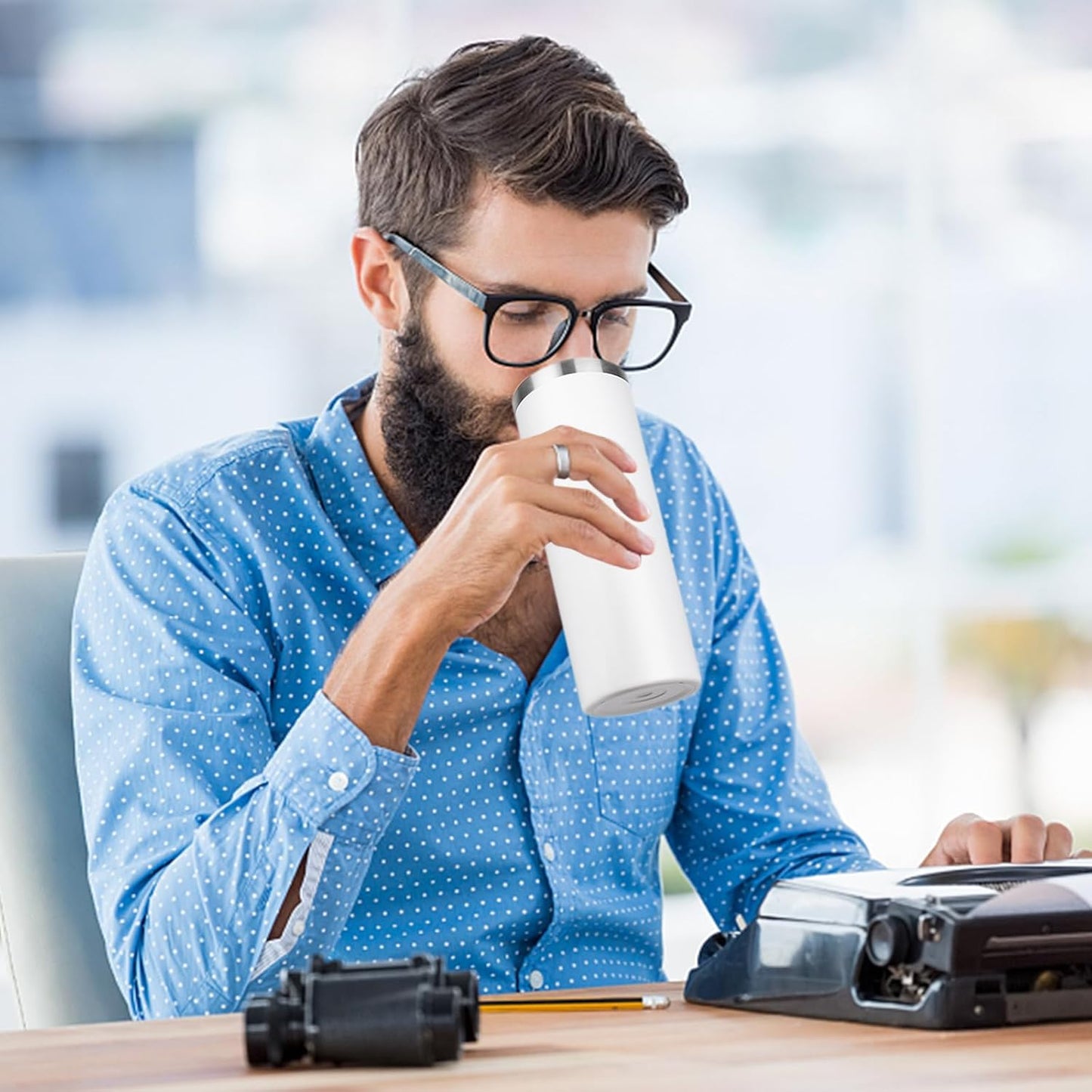 20 oz Skinny Tumblers with Lid and Straw,Stainless Steel Vacuum Insulated Tumbler Cup Double Wall Travel Coffee Mug, Thermal Water Tumbler for Hot and Cold Drinks(White,4)