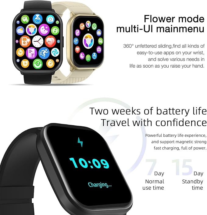 Smart Watch (Answer/Make Calls), 2.01" Fitness Tracker Watch for Men Women, Heart Rate Blood Pressure Monitor Sleep Tracker Step Tracker, Waterproof Smart Watches for Android iOS Phones