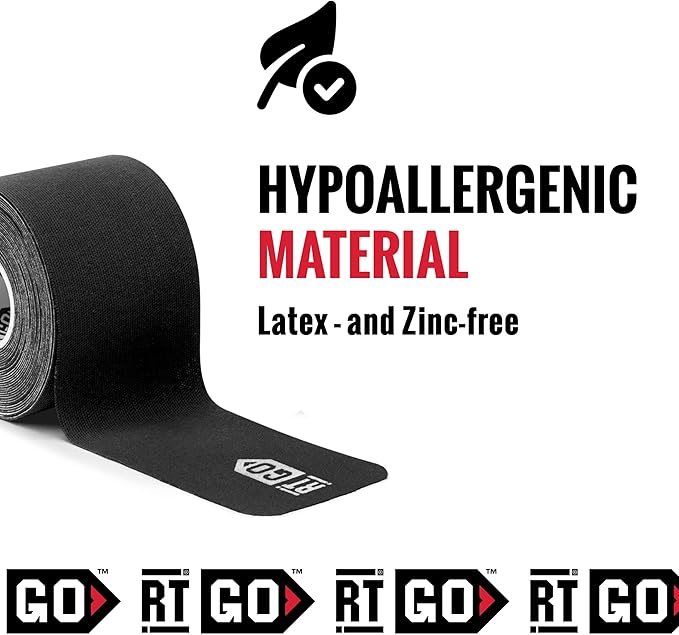 RockTape Go Extra-Sticky Adhesive Pre-Cut Kinesiology Tape (Black)