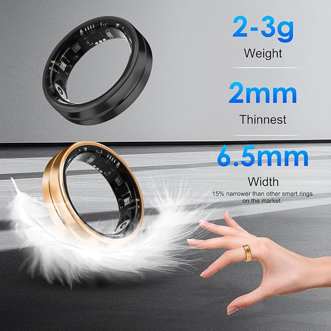 Smart Ring Fitness Tracker for Women Men - Waterproof Health Rings for Sleep Tracker, Heart and Blood Oxygen Monitor, Fitness Ring for Family Care,Step and Burned Calories Counter(10#)