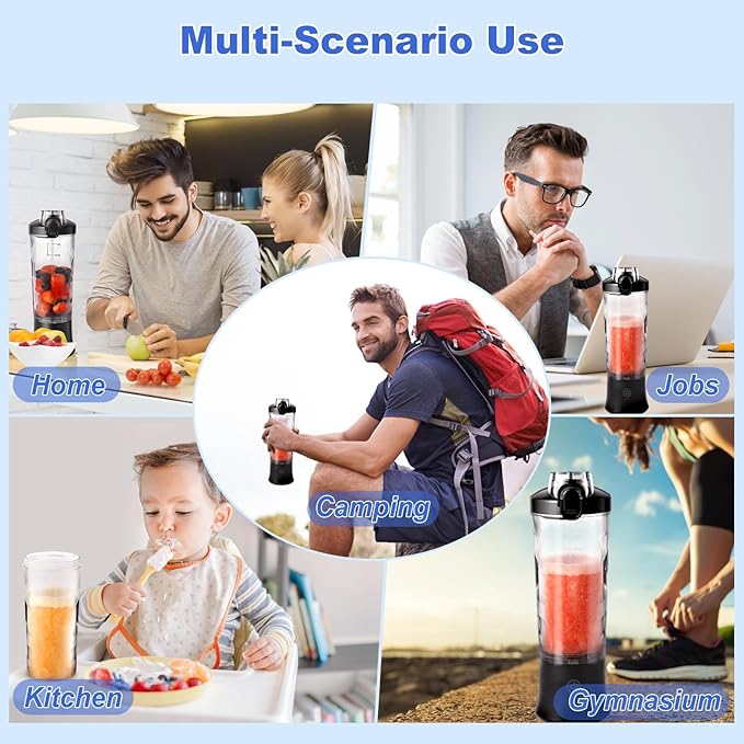 Small Personal Portable Blender for Smoothies and Protein Shakes, Smoothie Blender for Kitchen with 600ml Mixer Bottle Shaker for Home Gym, Kitchen Gadgets Juicer Machines for Fruit and Vegetable
