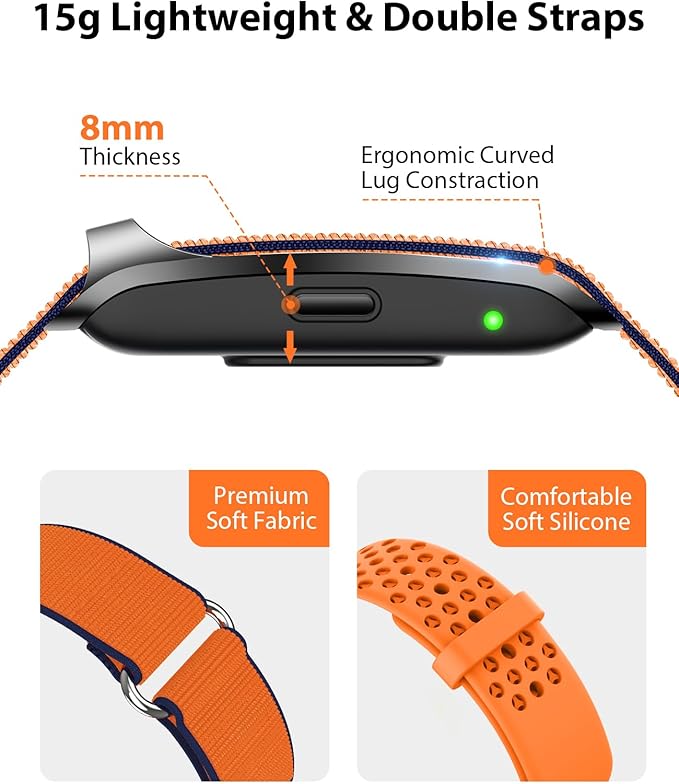 Smart Bracelet, Wearable Activity & Fitness Tracker Band, 24H Sleep Tracker, All-Day Continuous Heart Rate Blood Pressure Stress HRV Monitor, 120+ Sport Modes Smart Wristband with 2 Bands, Free APP