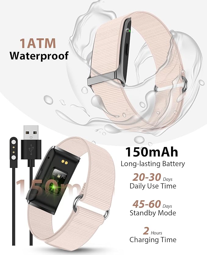 Smart Bracelet, Wearable Activity & Fitness Tracker Band, 24H Sleep Tracker, All-Day Continuous Heart Rate Blood Pressure Stress HRV Monitor, 120+ Sport Modes Smart Wristband with 2 Bands, Free APP