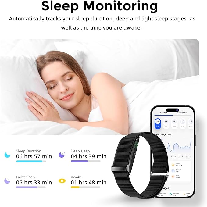 Smart Health Wristband, Bluetooth Connected Wearable Fitness Tracker, 127 Exercise Modes, 1ATM Water Resistant, Tracks Heart Rate/Blood Pressure/SpO2/Sleep/Steps
