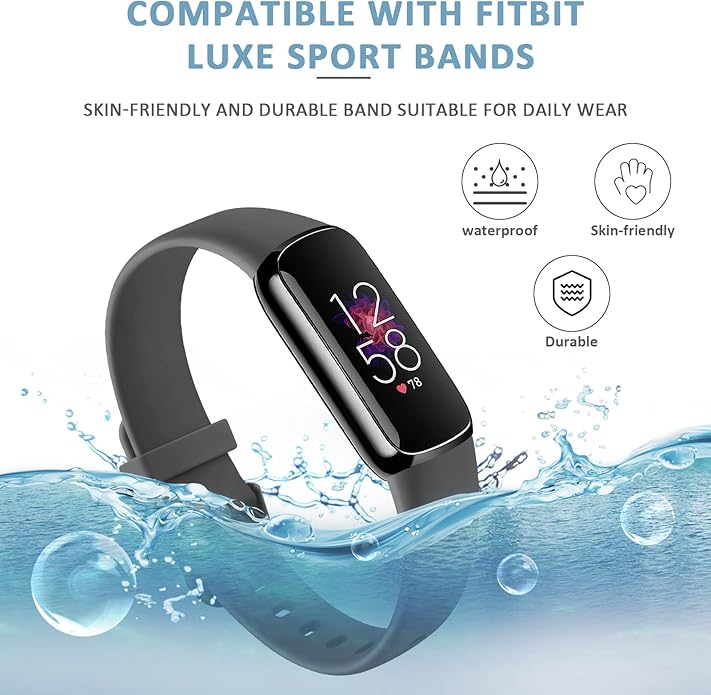 AK Sport Band Compatible with Fitbit Luxe Bands for Women Men, Soft Silicone Replacement Sport Straps Wristbands for Fitbit Luxe Fitness and Wellness Tracker