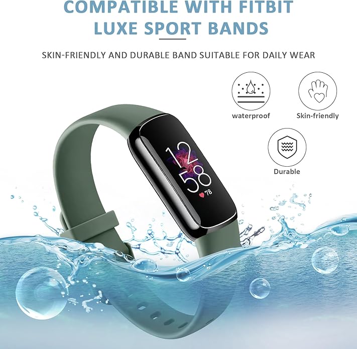 AK Sport Band Compatible with Fitbit Luxe Bands for Women Men, Soft Silicone Replacement Sport Straps Wristbands for Fitbit Luxe Fitness and Wellness Tracker
