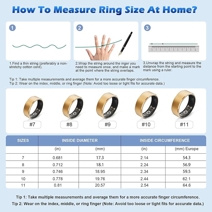 Smart Ring Health Fitness Tracker for Women Men