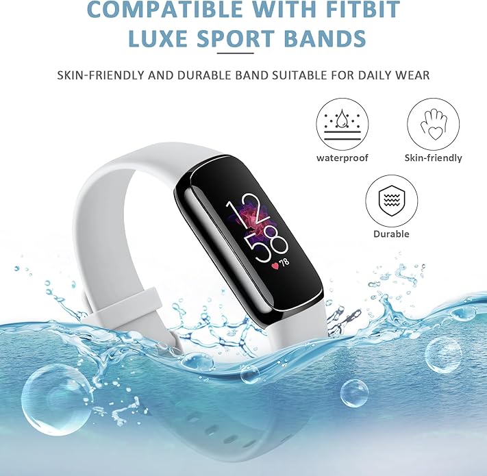 AK Sport Band Compatible with Fitbit Luxe Bands for Women Men, Soft Silicone Replacement Sport Straps Wristbands for Fitbit Luxe Fitness and Wellness Tracker