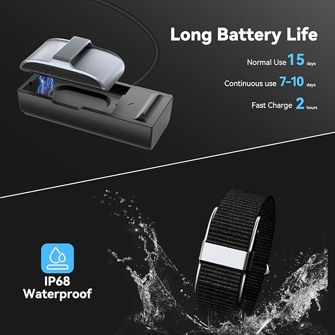 Smart Health Wristband, Health Fitness Tracker Screenless, Wearable Health Multiple Sports Mode, Automatic Monitoring with Pedometer/Sleep/Stress/Calories, IP68 Waterproof Free APP for Women Men Black