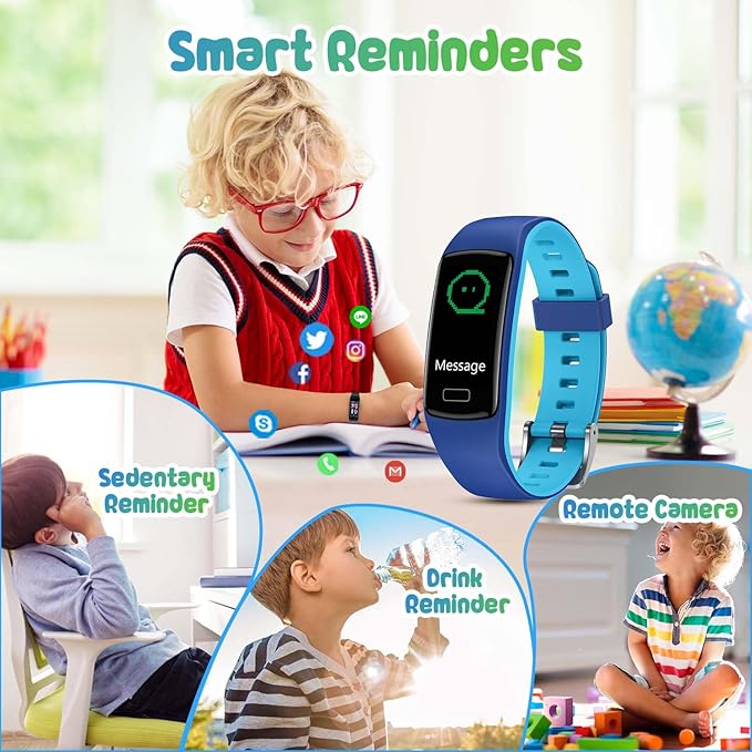 Smart Fitness Tracker Watch for Kids - Boys Girls Waterproof Smartwatch with Pedometer Heart Rate Sleep Tracking Alarm Clock Activity Tracker Calorie Step Counter Watch for Girls Boys Teens