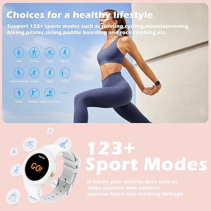 Smart Watch for Women Ladies Smartwatch for Android iOS Phones Heart Rate Sleep Tracker Fitness Watch 123+ Sports Modes Pedometer Calorie Counter