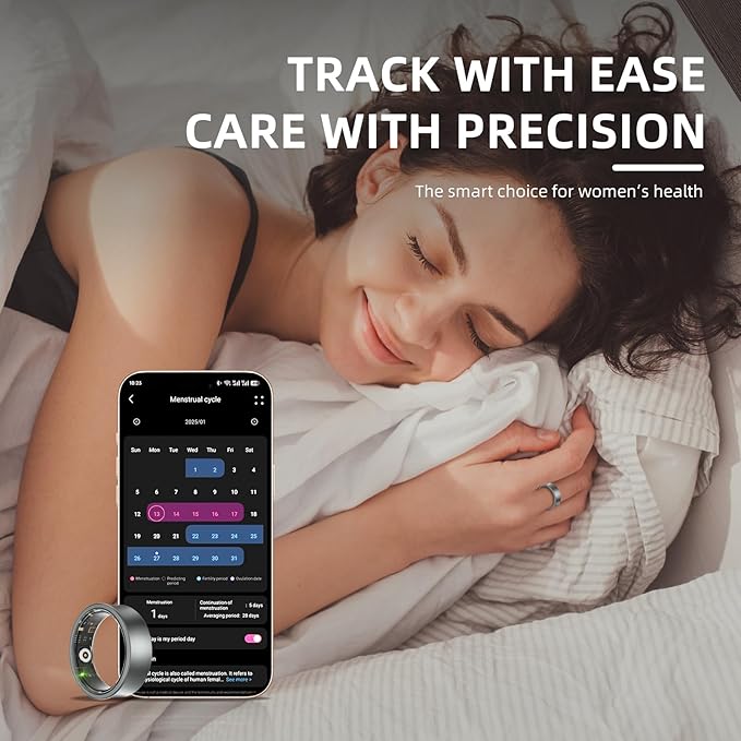 AI Smart Ring, Fitness Tracker with Heart Rate, Blood Pressure, Sleep Tracking, Step Tracking, 10ATM, Waterproof Smart Ring for iPhone and Android (Matte Black, 11)