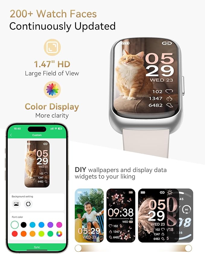 RUXINGX Fitness Tracker, Smart Watches for Women with Heart Rate/Sleep/Blood Oxygen Monitor, Fitness Watches for Women for Android/iOS Phones, IP68 Waterproof Watch (2 Bands)