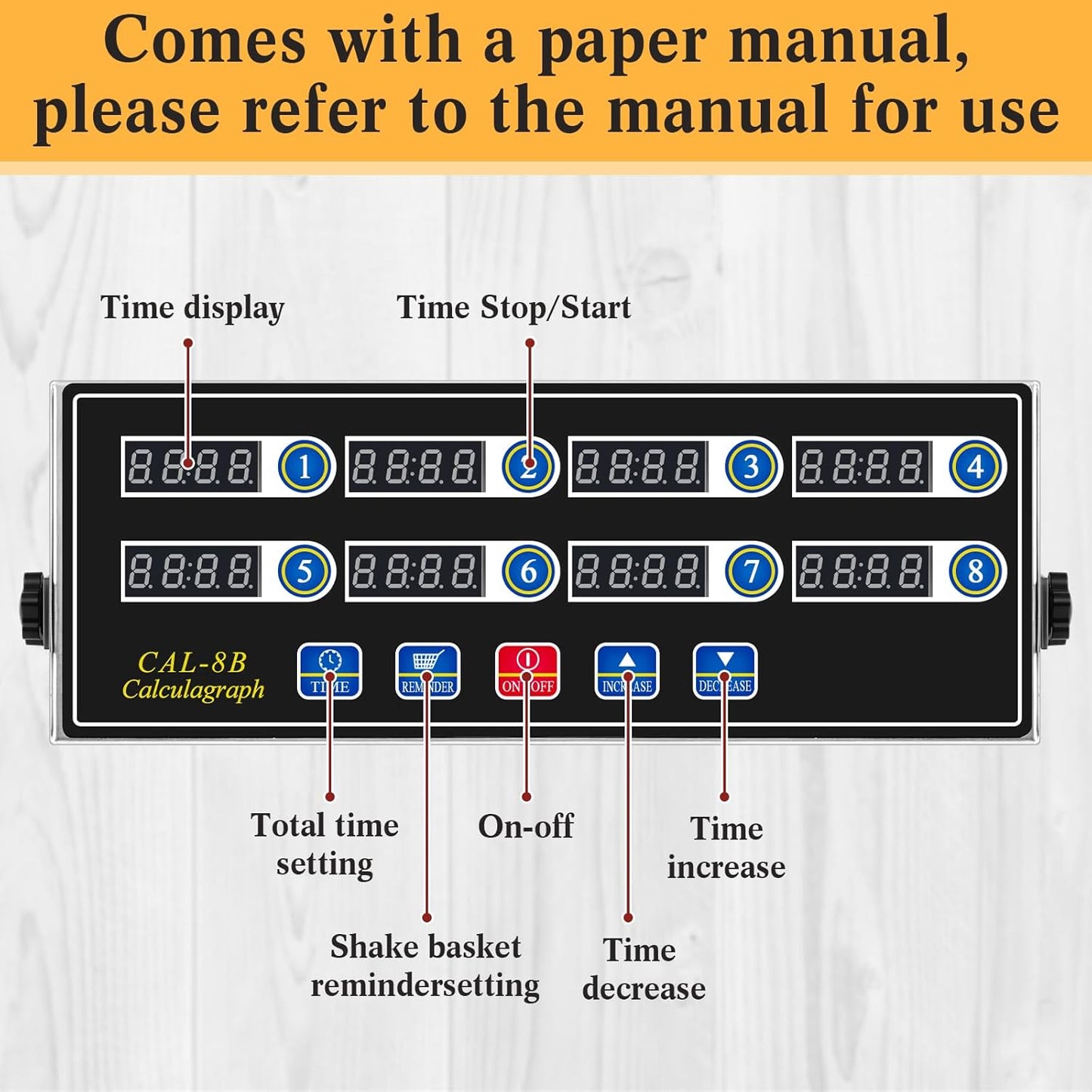 1 Pack 8-Channel Digital Kitchen Timer, Commercial Cooking Timer with Loud Alarm, Large LCD Display, for Restaurants, Baking, Labs, Multiple Independent Countdown Timers