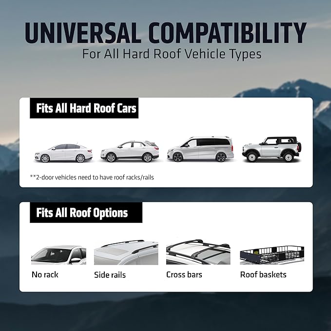 Rooftop Cargo Carrier 15cuft – Waterproof Car Roof Cargo Carrier, Car Top Carrier for Luggage, No Roof Rack Needed, Includes Storage Bag, Non-Slip Mat, 6 Door Hooks, Fits Cars & SUV – XL & XXL Options