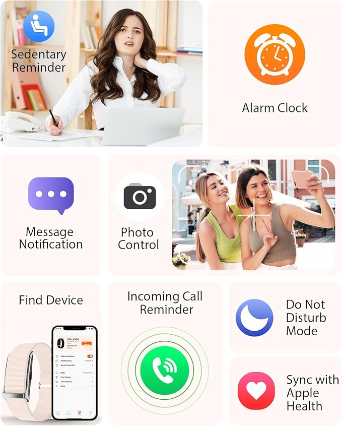 Smart Bracelet, Wearable Activity & Fitness Tracker Band, 24H Sleep Tracker, All-Day Continuous Heart Rate Blood Pressure Stress HRV Monitor, 120+ Sport Modes Smart Wristband with 2 Bands, Free APP