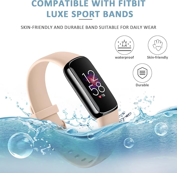 AK Sport Band Compatible with Fitbit Luxe Bands for Women Men, Soft Silicone Replacement Sport Straps Wristbands for Fitbit Luxe Fitness and Wellness Tracker