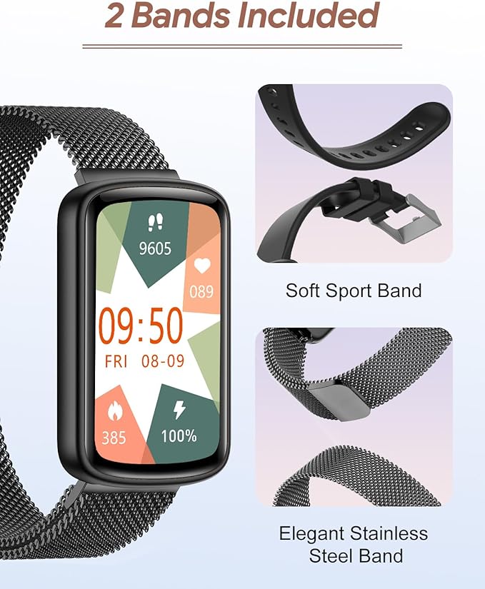 RUIMEN Fitness Tracker, Fitness Watches for Women Men with Heart Rate Monitor Blood Oxygen Sleep Tracker Pedometer, 1.47" Smart Watch Step Calorie Counter for Android iOS IP68 Waterproof (Black)