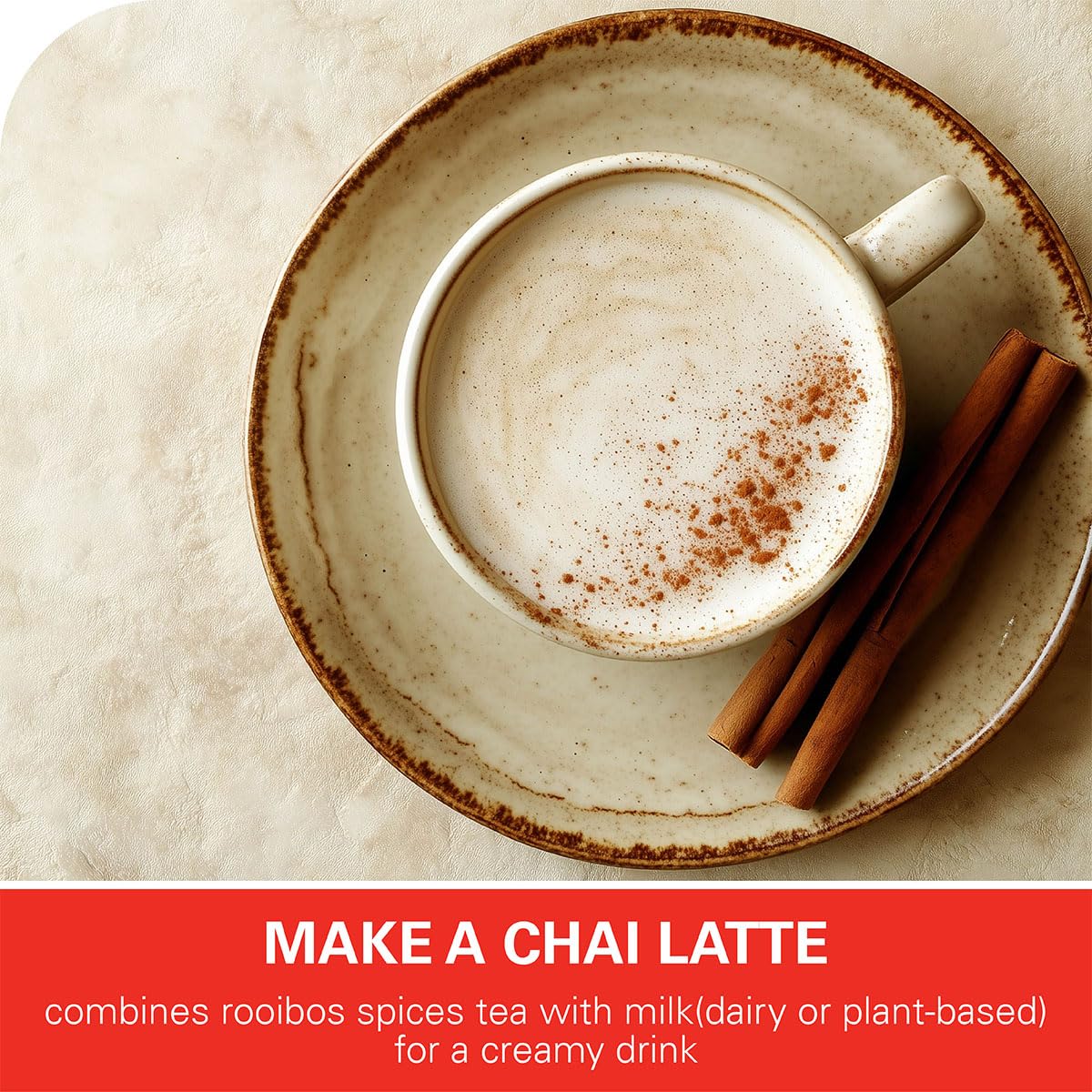 WT WEETEE Rooibos Chai Tea Bags, South African Red Tea with Cinnamon, Cloves, Cardamom, Natural Caffeine-free Herbal Tea, 50 Counts Spiced Rooibos Tea