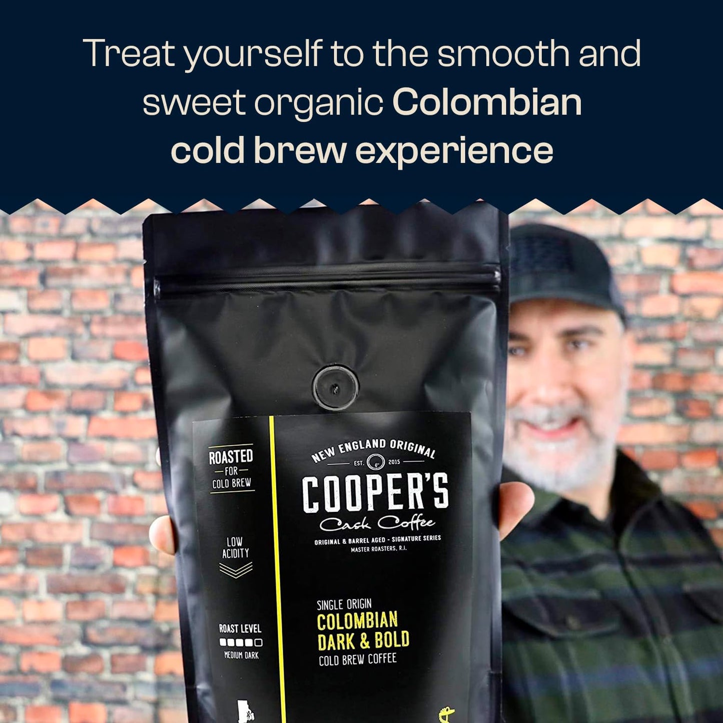 Cold Brew Coffee Colombian Reserve Single Origin Coarsely Whole Bean Coffee - 1 lb. Bag - Dark Roast