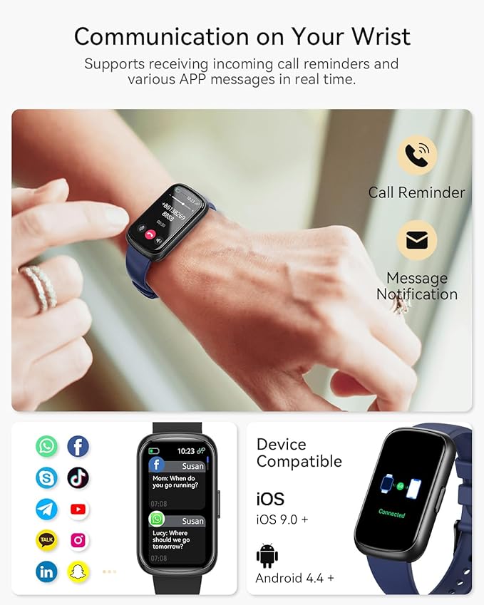 RUXINGX Fitness Tracker Watch for Men/Women, SmartWatch with Sleep/Activity Tracker, Heart Rate Monitor with 20+ Sports Modes, Android Smart Watch for Phones, Smart Fitness Watches for Women/Men