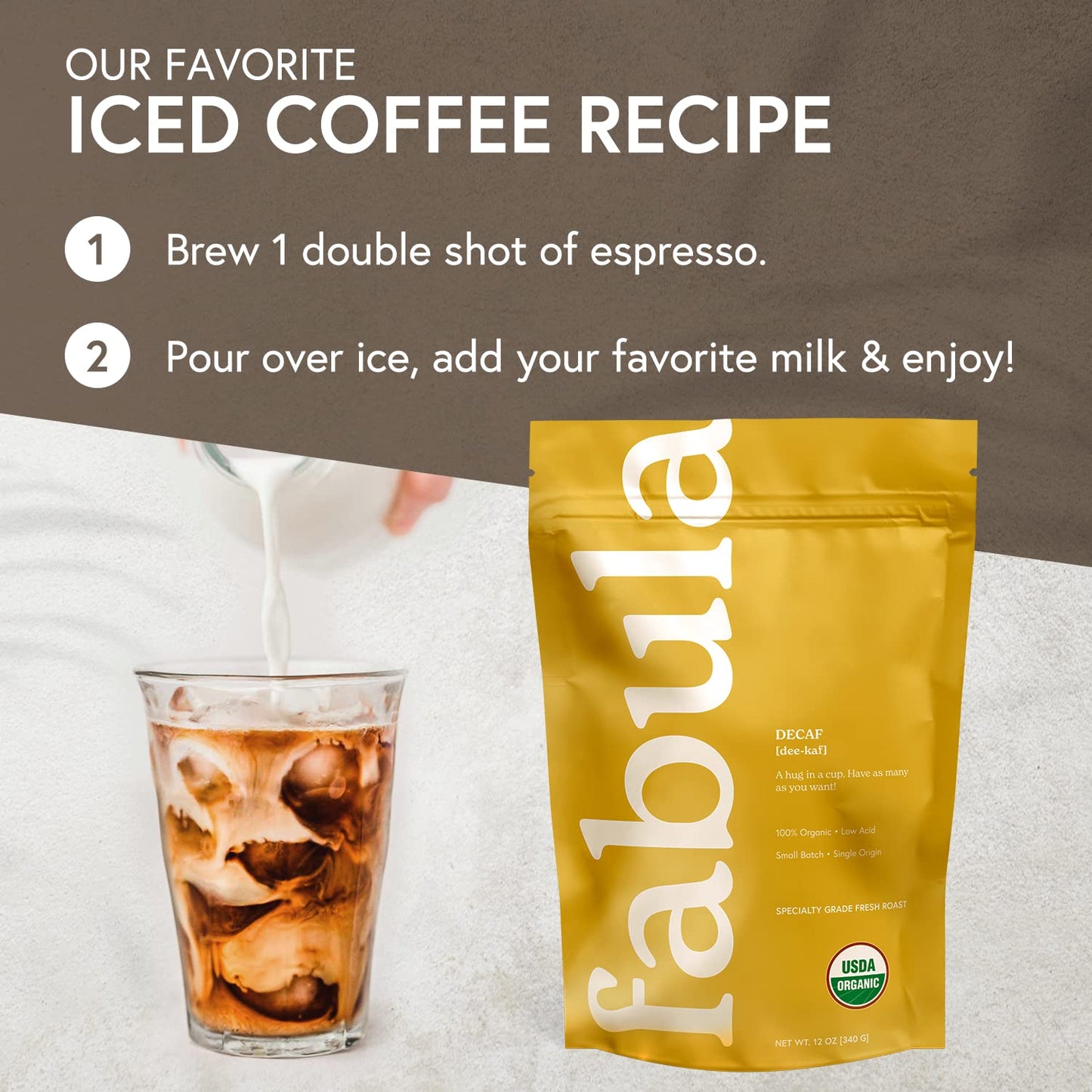 Fabula Coffee Decaf Medium Roast Whole Beans - Organic - Low Acid - Single Origin - Non-GMO - Mold Free - 12 Ounces