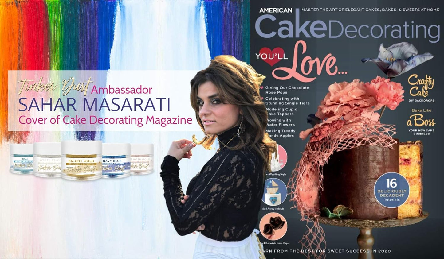 BAKELL Turquoise Edible Glitter, 25 Grams | TINKER DUST Edible Glitter | KOSHER Certified | 100% Edible Glitter | Cakes, Cupcakes, Cake Pops, Drinks, Dessert Vegan Glitter & Dusts (25g, Turquoise)