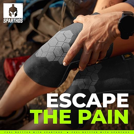Sparthos Knee Compression Sleeves by (Pair) – Joint Protection and Support for Running, Sports, Knee Pain Relief – Knee Brace for Men and Women (Midnight Black, XX-Large)