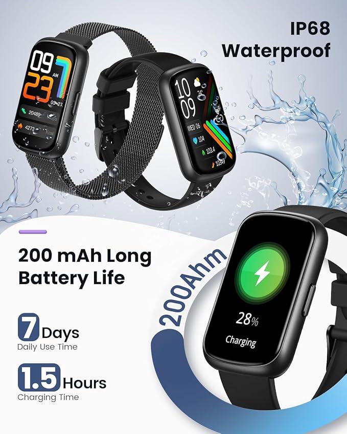 AKUMAKA Health Fitness Trackers for Women Men, Heart Rate/Blood Oxygen/Sleep Monitor, Calls Reminder/SMS/Notifications, Activity and Smartwatches for Android iPhone