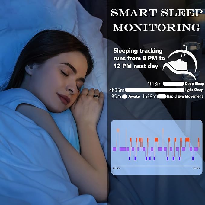 Smart Health Ring for Women Men Fitness Tracker with Heart Rate, Blood Oxygen, Blood Pressure, Sleep Monitoring, Step Counting, IP68 Waterproof for iPhone and Android, No Subscription Fee, Silver 10