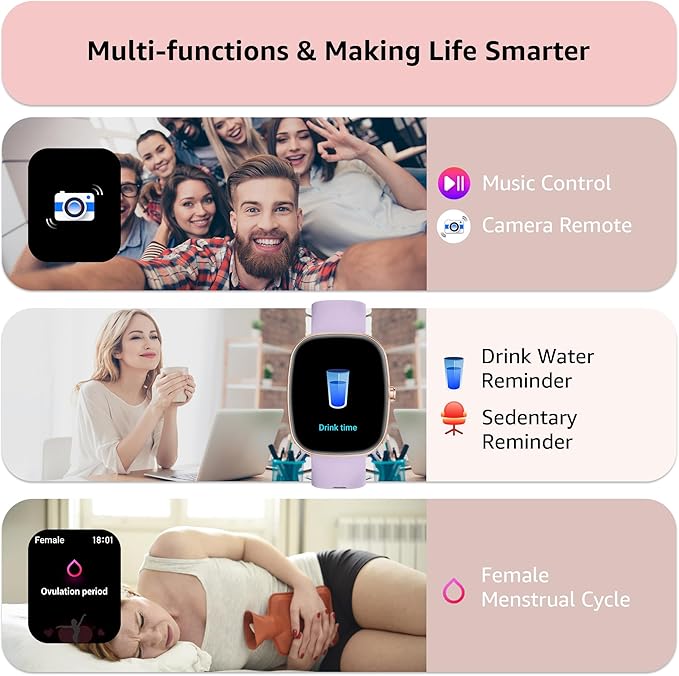 Smart Watch for Men Women Make/Answer Calls,1.83"Fitness Tracker with Sleep Tracker/Blood Pressure/Heart Rate Monitor,Pedometer,100+ Sport Modes,IP68 Waterproof,350 Mah, Compatible with Android&iPhone