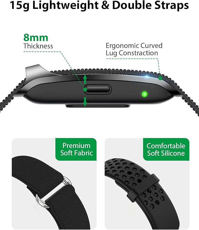 Smart Bracelet, Wearable Activity & Fitness Tracker Band, 24H Sleep Tracker, All-Day Continuous Heart Rate Blood Pressure Stress HRV Monitor, 120+ Sport Modes Smart Wristband with Free APP 2 Bands