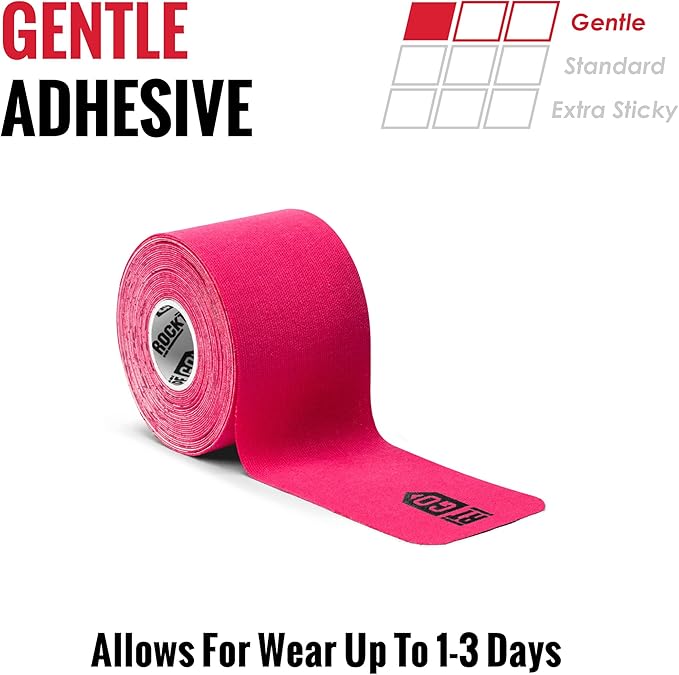 RockTape Go Gentle Adhesive Pre-Cut Kinesiology Tape (Pink)