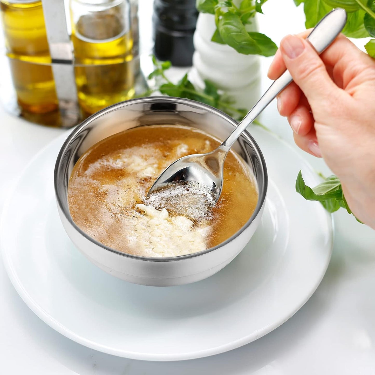 20 Pack Stainless Steel Bowls Set, 17 oz Double Walled Insulated Metal Bowl Bulk for Rice Soup Ice Cream Snacks Salad Cereal Sauces Serving, Easy to Clean, Stackable, 5.1 x 2.6 Inch